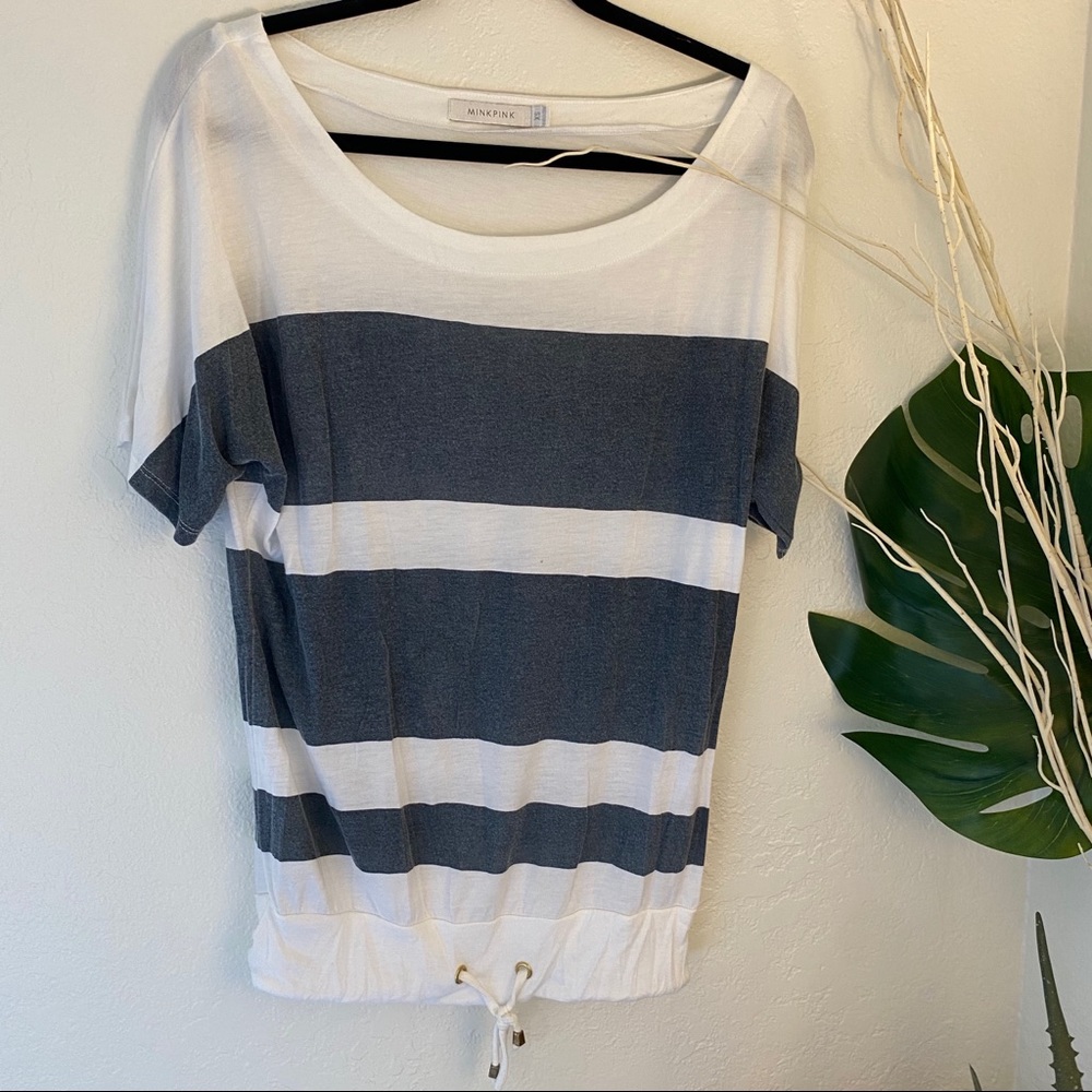 MINKPINK Draw String Striped Top